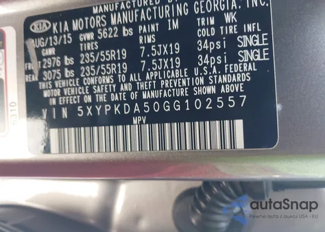 2016 Kia Sorento 3.3L Sx from USA, damaged, VIN 5XYPKDA50GG102557